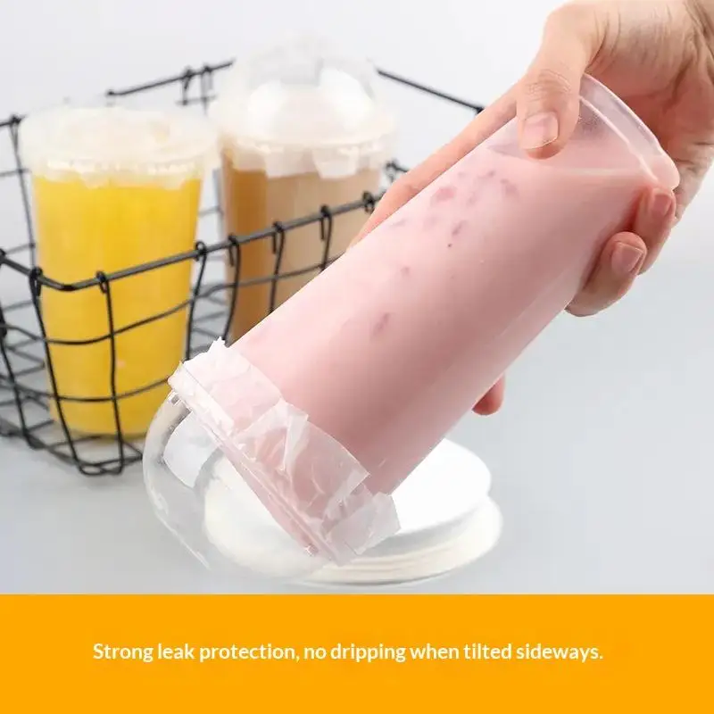 New 100/500pcs Disposable Leak Proof Paper Coffee Cup Cover Lid Films Anti Overflow Milk Tea Takeaway Beverage Cup Anti Leakage