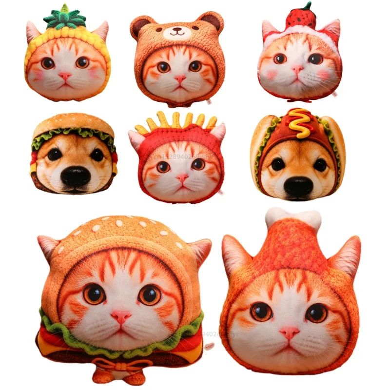 Cojín de peluche suave con forma de gato, animal, fruta, snack, Shiba Inu, helado, patatas fritas, pan, regalos de cumpleaños para niña