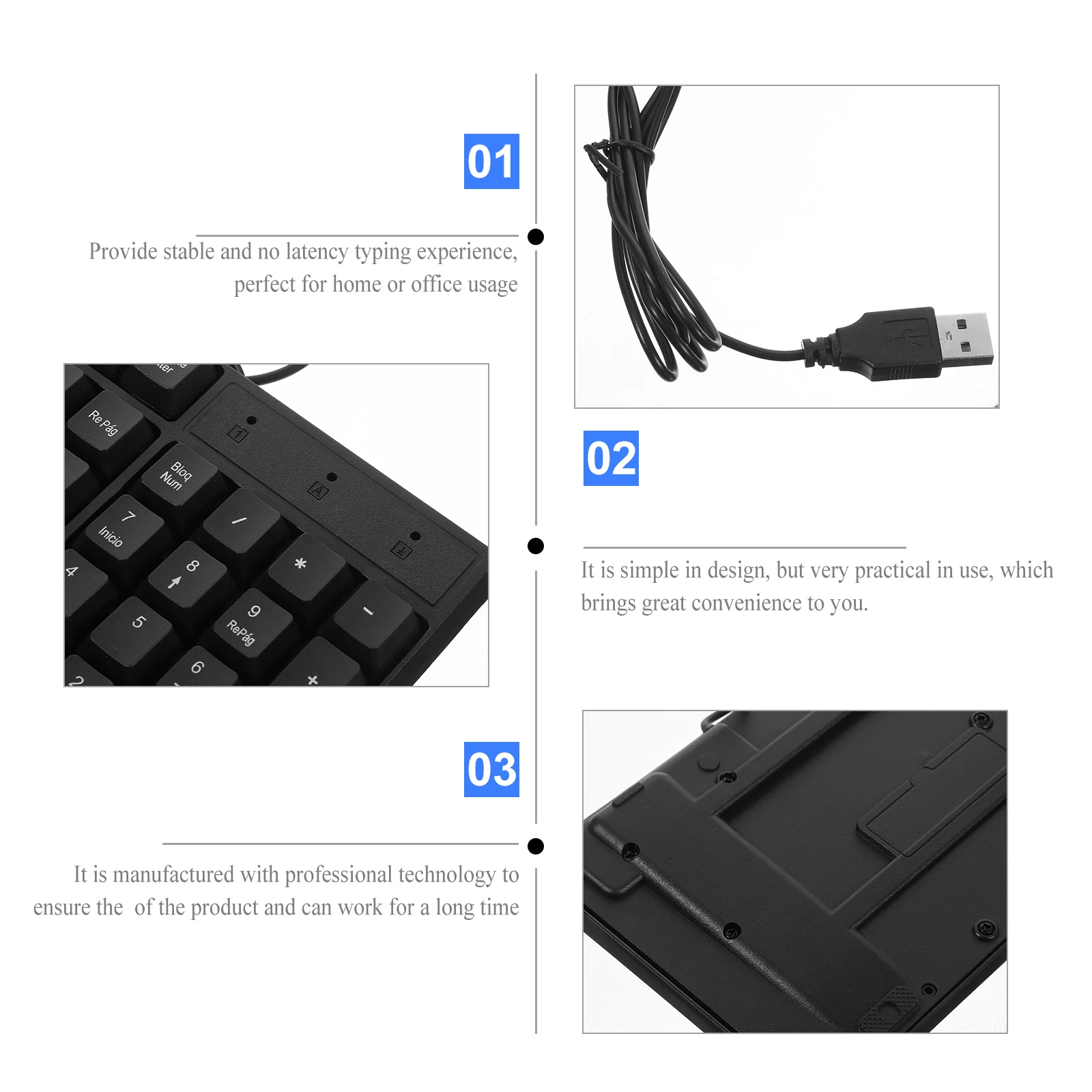 

1 set 1 Set Mouse Combo Full Size Wired Keyboard With Number Pad Quiet Keyboard Mouse For Laptop Home Office Computer Supply