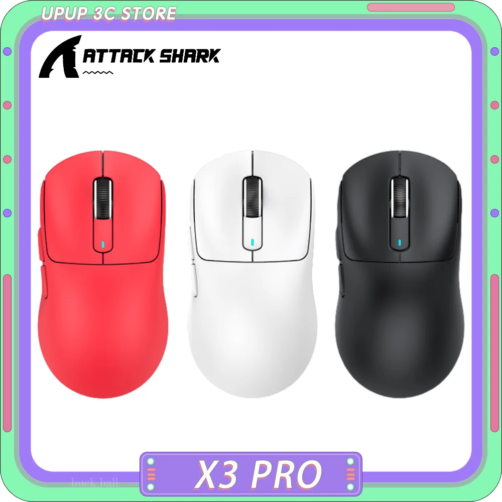 Attack Shark X3 Pro Wireless Mouse Bluetooth Tri Mdoe Paw3395 Sensor Gaming Mouse Lightweight E-Sports For Pc Gamer Accessories