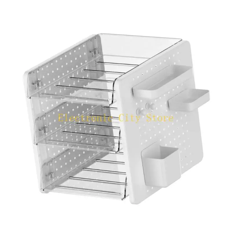

2/3 Tiered File Tray Stackable Letter Tray Organizers With Pen Cup and Pegboard HU8D