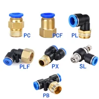 1 Uds conector rápido neumático PCF PC PL SL PB 4MM-12mm tubo de manguera conector de aire 1/4 ""1/8"" 3/8 ""1/2"" BSPT acoplador de tubo de rosca macho