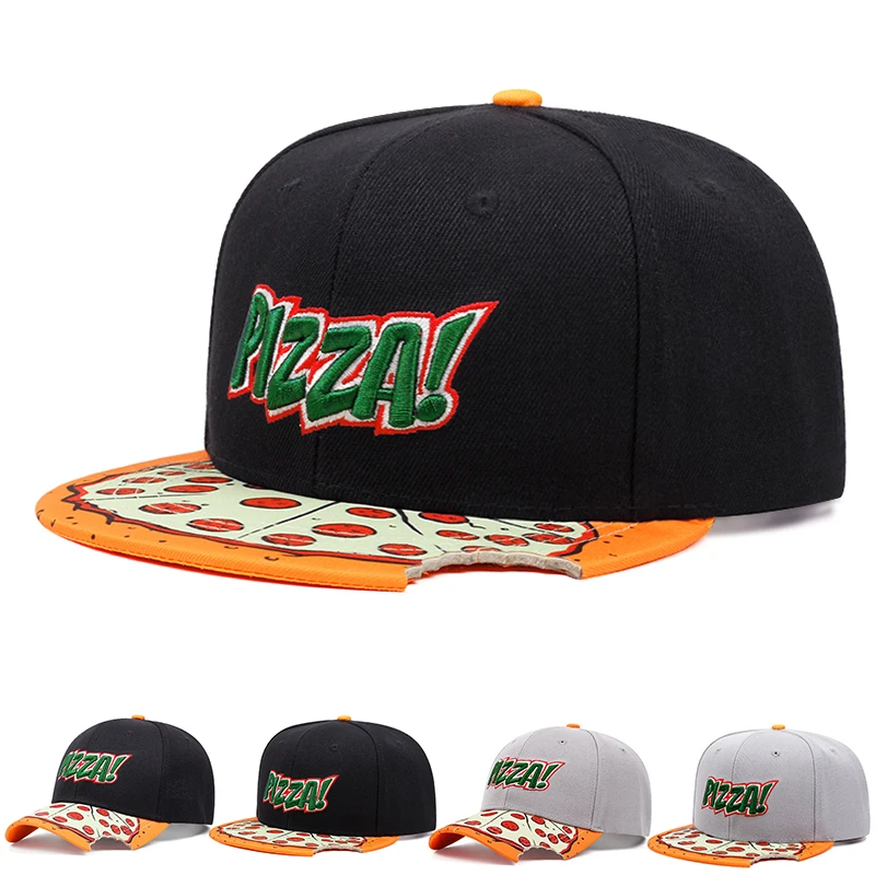 2024 New Pizza Letter Embroidered Snapback Caps Fashion High Quality Hip Hop Retro Men's Hat Casual Women's Baseball Hats