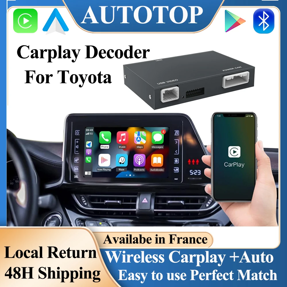 Autotop CarPlay Android Auto AI Upgrade BOX for Highlander/RAV4/4Runner/Tundra/Tacoma/Camry/Corolla/Avalon/Prius/CH-R/Sienna