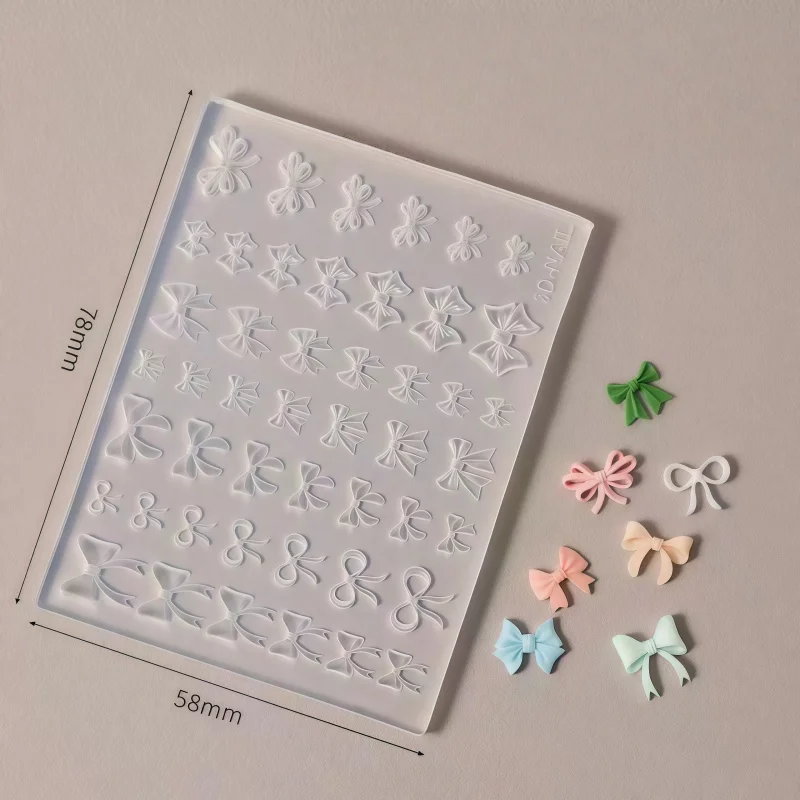 1 New 3D Bow Combination Nail Silicone Carving Mold | Lace Letters
