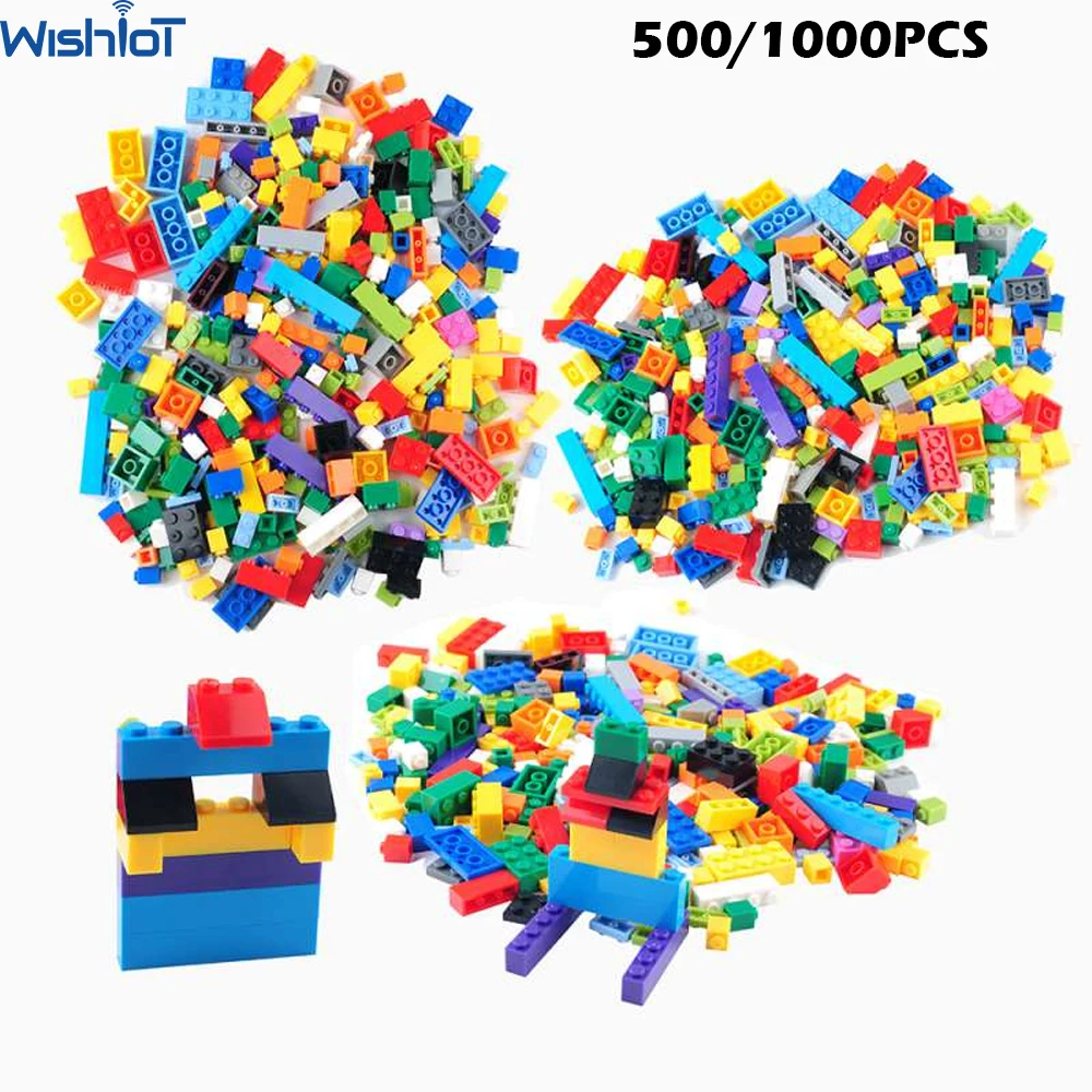 

500/1000PCS Building Blocks Bulk Set City Classic Bricks Colorful DIY Creative Educational Assemble Toy For Kids Christmas Gift