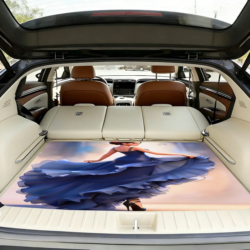 1 Stylish And Durable Car Trunk Pads - Elegant Dancer Pattern, Protect The Interior, Easy To Clean, Suitable For Family Car SUVs