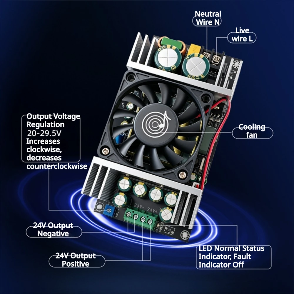 Isolated Switching Power Module AC220V to DC24V 17A 400W Adjustable 20-29.5V Power Board for Audio Amplifier LED Light