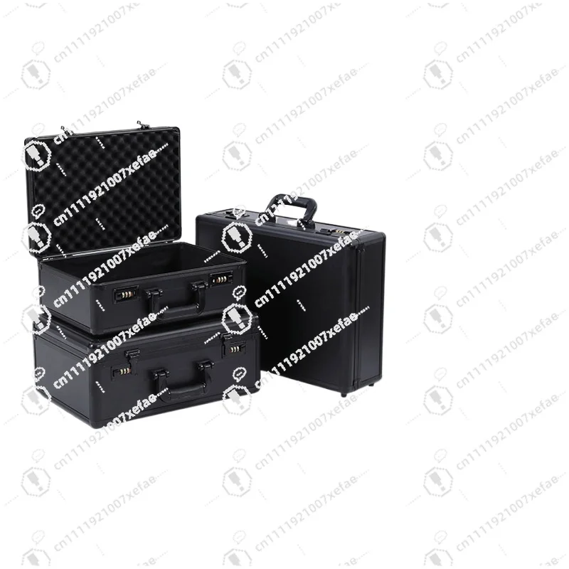 Black Aluminum Alloy Tool Case with Lock Portable Security Box for Equipment and Instruments