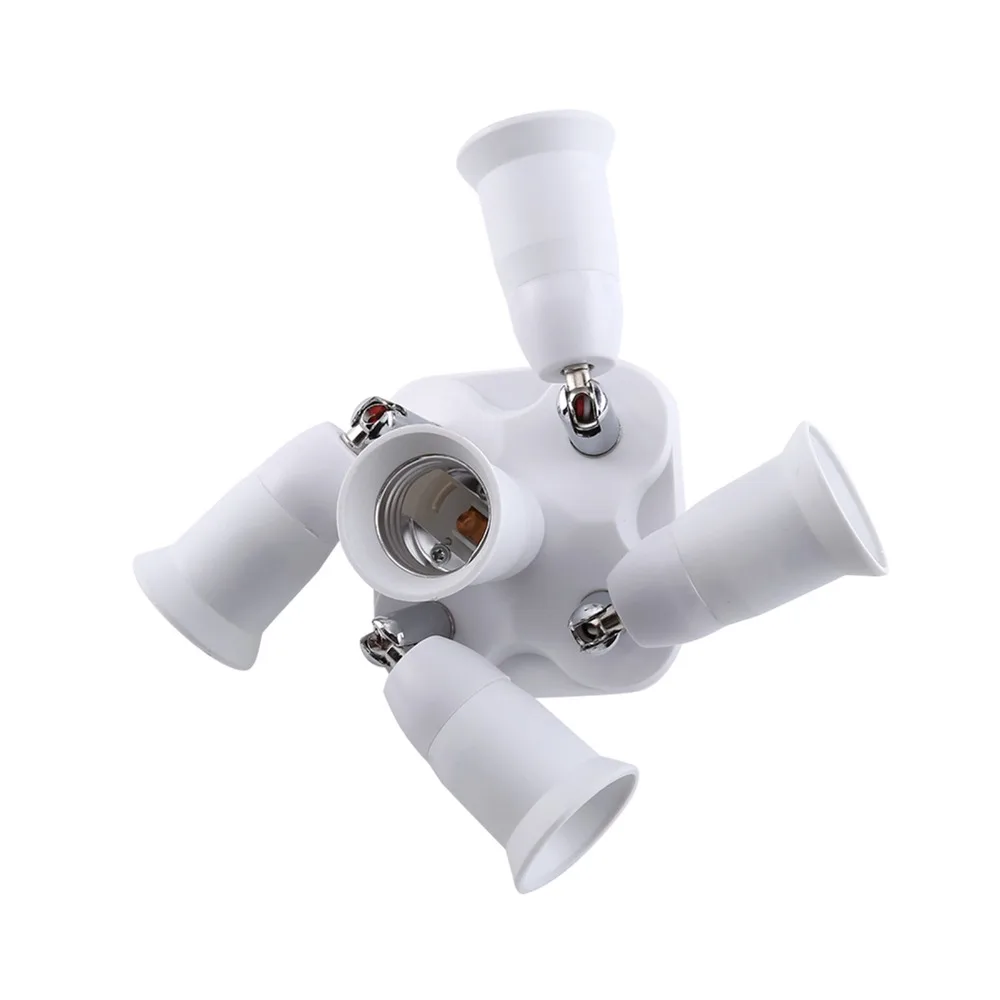 Durable E26 Light Socket Splitter Adjustable Direction White Bulb Adapter Holder PBT Lamp Socket Adapter Fluorescent Bulbs