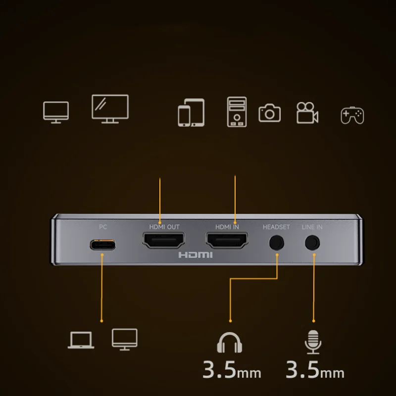 Cdragon Piva VD15 Live Stream Switcher 4K 144HZ بطاقة التقاط الفيديو Type-C USB3.0 HD لتسجيل ألعاب البث البث