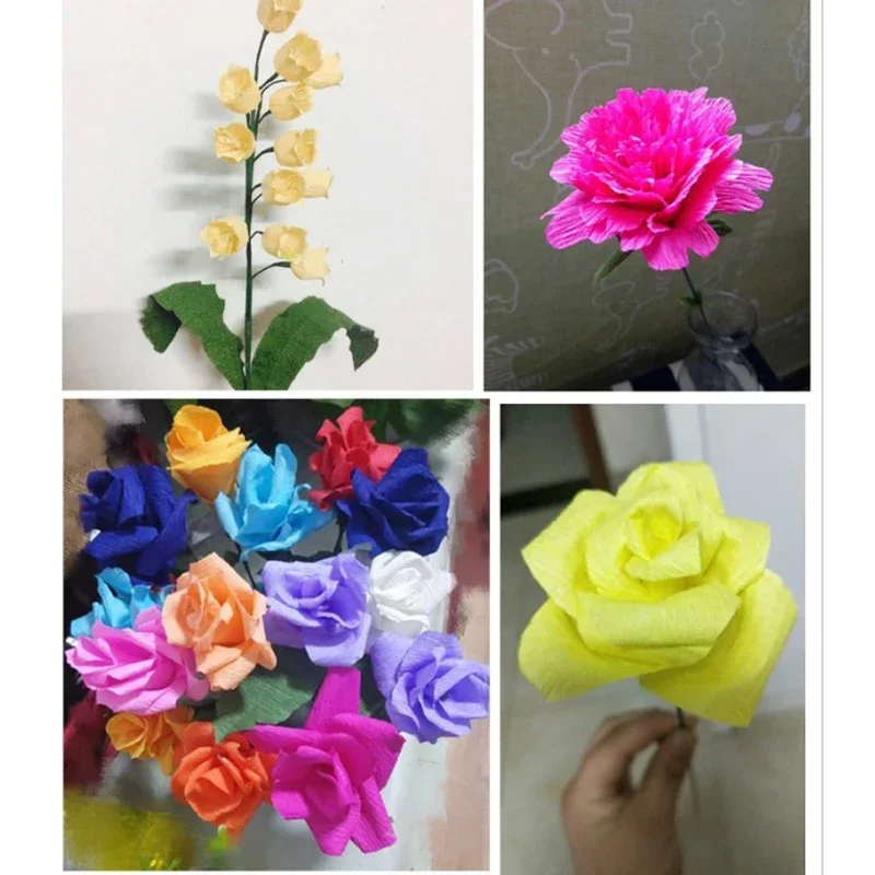 250*50cm DIY  Wrapping Paper Craft Colored Crepe Paper Roll Origami Crinkled Flowers Paper  Decoration Gift