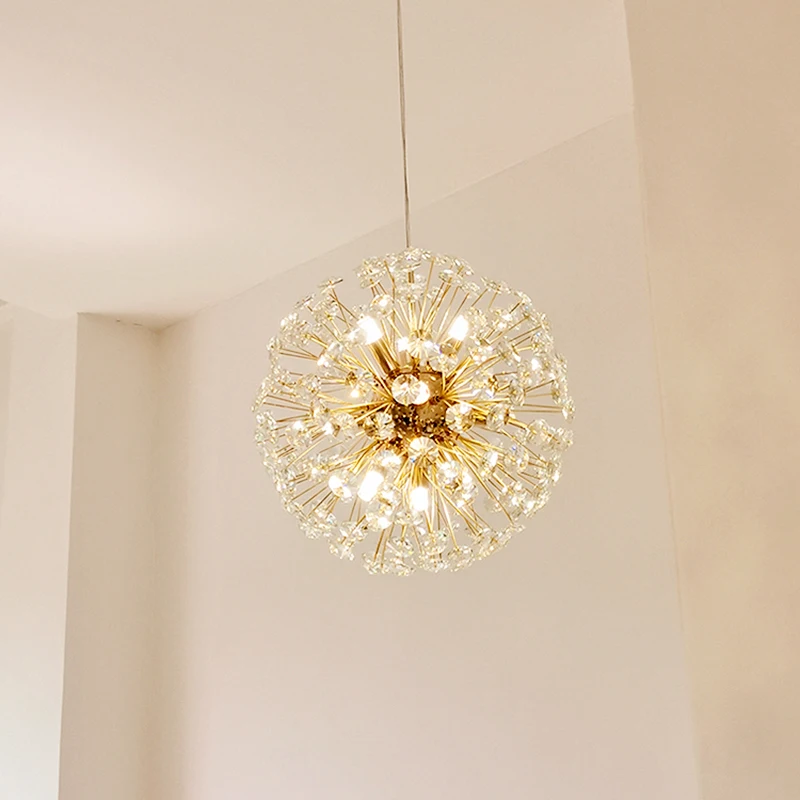 Light Luxury Luxury Dandelion K9 Crystal Chandelier Fashion Spark Ball Lamp Modern Bedroom Living room Dining Room Lighting Lamp