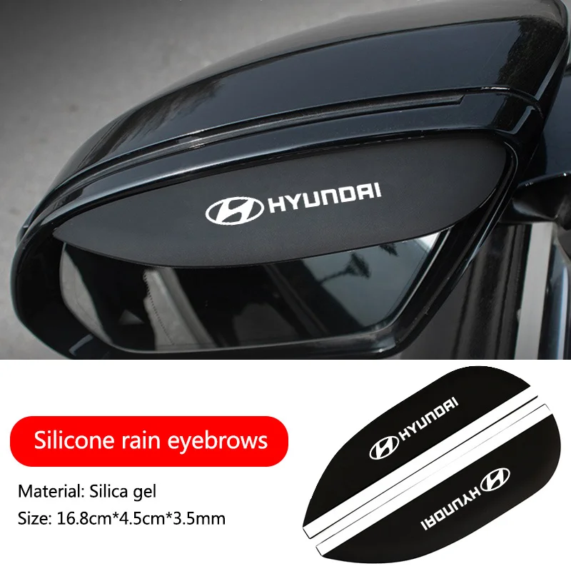 Silicone Car Rear View Mirror Rain Cover Sun Visor Rain Eyebrow Sticker For Hyundai N Logo Line Sonata Tucson Azera Elantra Kona