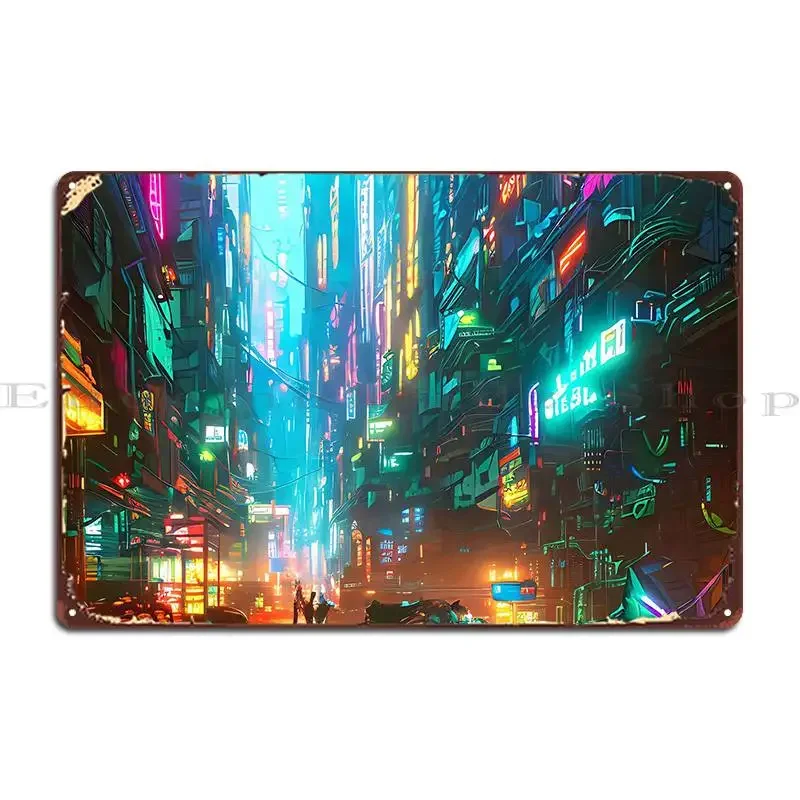 Trash Narrow Street Cyber Metal Plaque Poster Club Home PaintingCustomize Design Tin Sign Poster