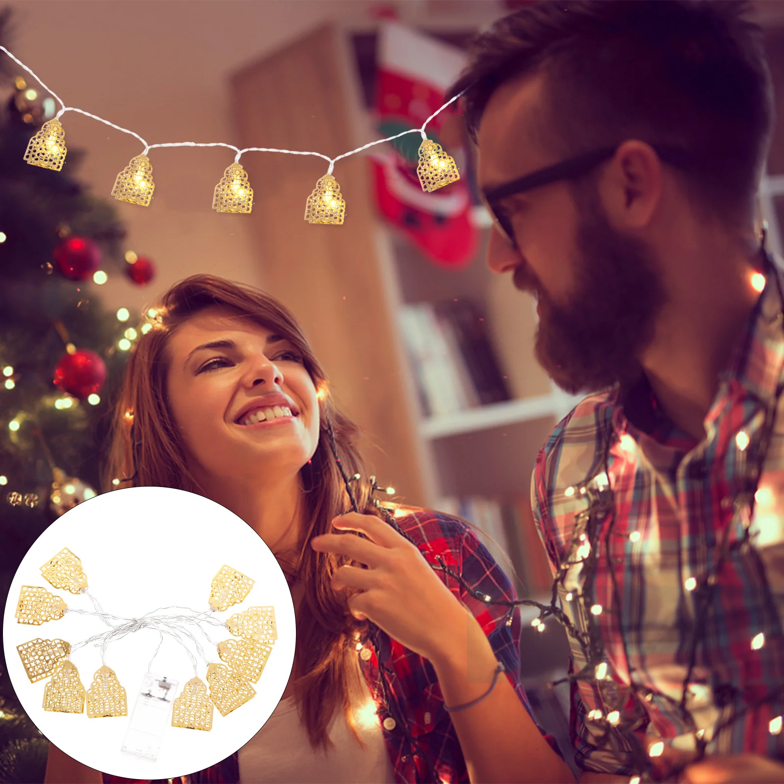 10LED عيد مبارك قلعة LED سلسلة ضوء صديقة للبيئة معلقة ضوء ديكور الحفلات للاستخدام الداخلي والخارجي