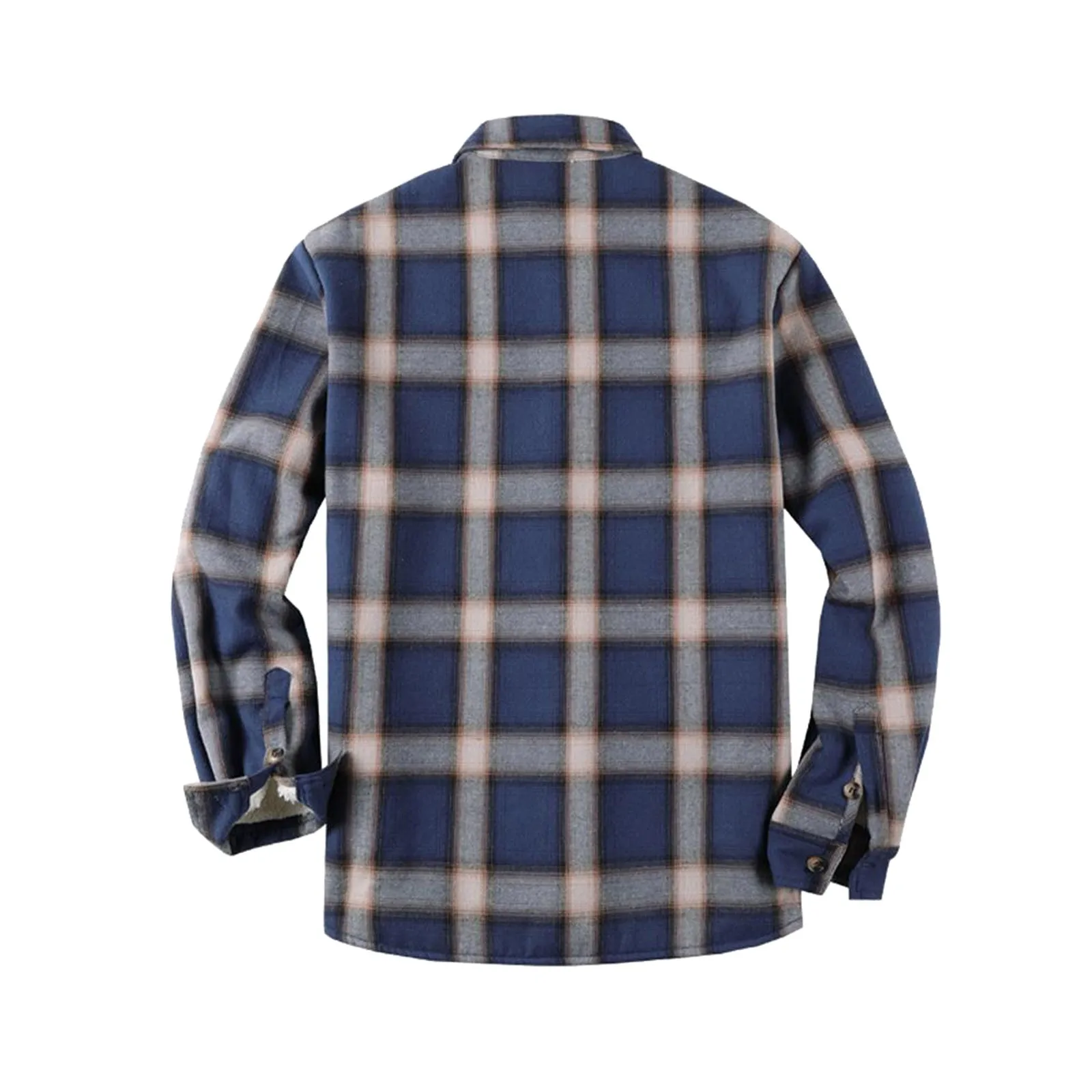 Men\'s Casual Fashion Plaid Printing Loose Lapel Long Sleeve Shirt Tops Blouse Men\'s long sleeved plush plaid shirt Plush jacket