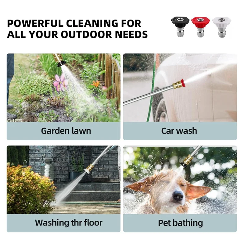 Dysza A45F-Jet, dysza do węża wysokociśnieniowego, narzędzia do myjek wysokociśnieniowych z 3 różnymi dyszami, trójfunkcyjna trzpieniowa dysza wysokociśnieniowa.