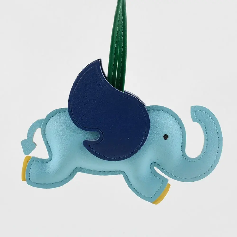 Lovely PU Leather Flying Wings Elephant Keychain Car Keyring Cartoon PU Leather Hanger Fashion Animal Bag Pendant Men