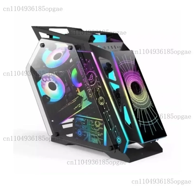 High-End Gaming PC Case With Built-In LED Panel And Fans, Spacious Computer Host Case For Optimal Cooling, Ideal For Building