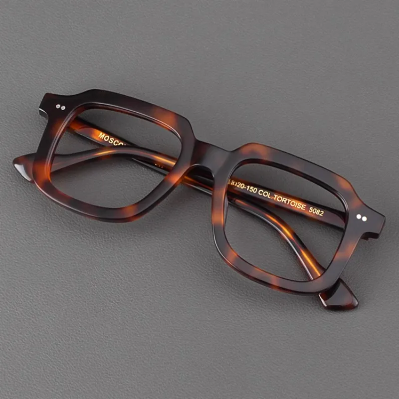 High Quality Vintage Eyeglasses Frame Women's Tortoiseshell Thick Frame Square Acetate Reading Men's Prescription Glasses