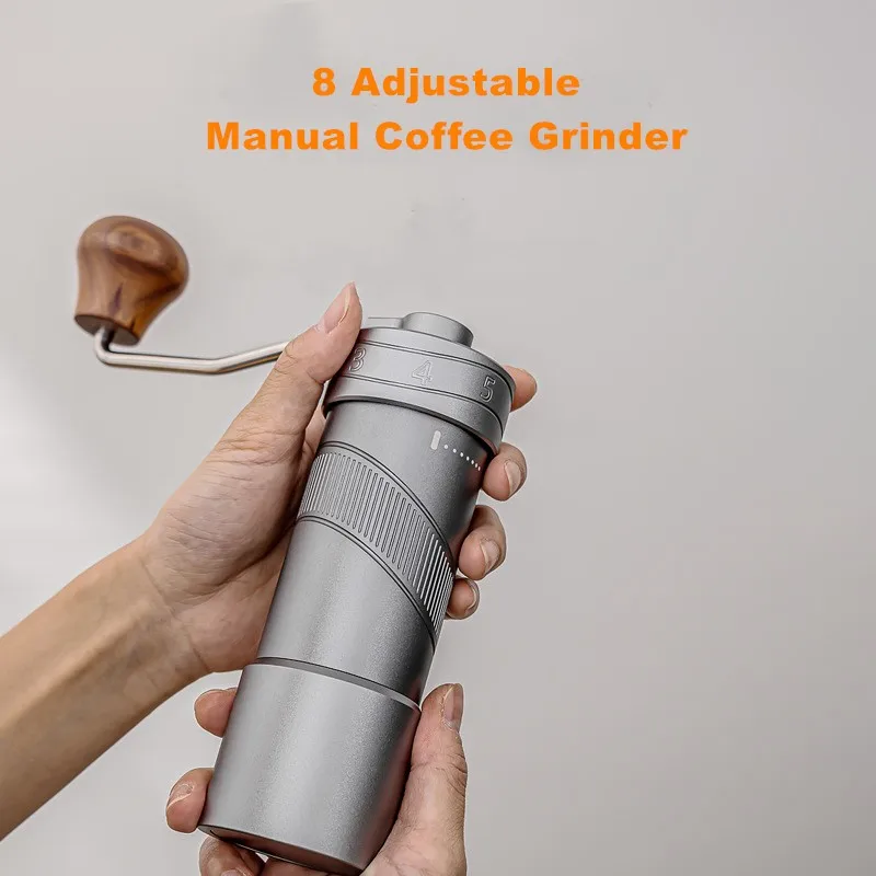 Manual Coffee Grinder with 8 Adjustable Coarseness Settings for Espresso Moka Beans French Press Pour Over Drip Hand Crank Coffe