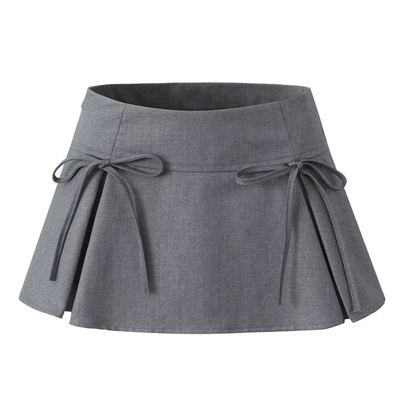 Balletcore Mini Skirt with Bow Low Rise Boxy Pleated Short Skirt Miniskirt Summer Y2K 90s Cute Outfit