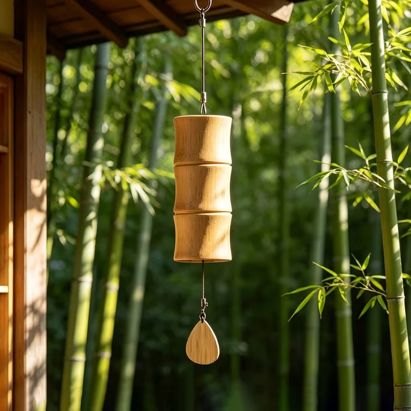 Handcrafted Japanese Zen bamboo wind chime, shakeable wind chime, hanging ornament for outdoor patios and courtyards