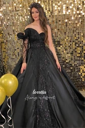 Lorrtta Luxurious Bead Embroidery Decoration Eid Al-fitr Evening Dress Fluffy Black Luxury Dresses 2024 Gala Prom Clothes Women