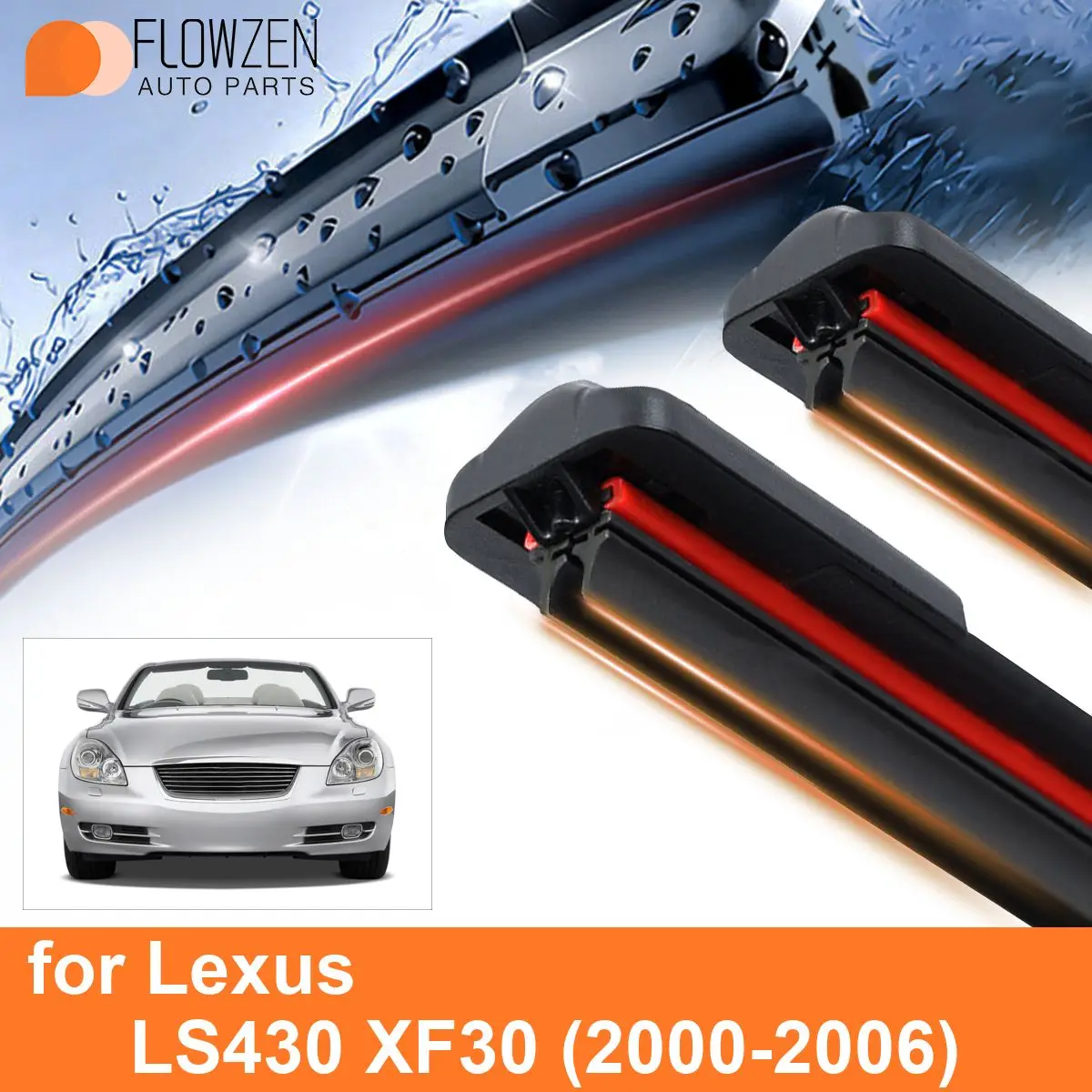 Car Windshield Wiper Blades for Lexus LS430 XF30 Double Rubber Frameless Bracketless WipersSoft Accessories  2003 2004 2005 2006