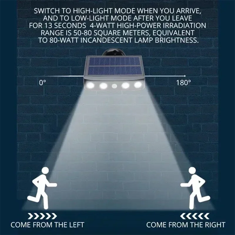 قوية 4 LED أضواء الأمن الشمسية في الهواء الطلق ديكور الاستشعار الحركة 3 طرق الشارع مصباح مقاوم للماء الجدار ليلة ضوء العمل للحديقة