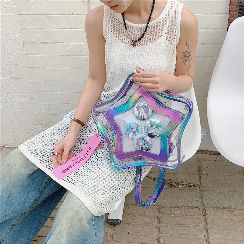 

Transparent Star Ita Mochila Shoulder Mochilas Mujer Multi-function Bag Casual Backpack Japan Sweet Cool Girls Bags for Woman
