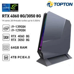 Topton Gaming Mini PC Intel i9 13900H 12900H i7 13700H 12700H Nvidia RTX4060 3050 8G Desktop Computer 3x4K PCIE 4.0 WiFi 6 BT5.2