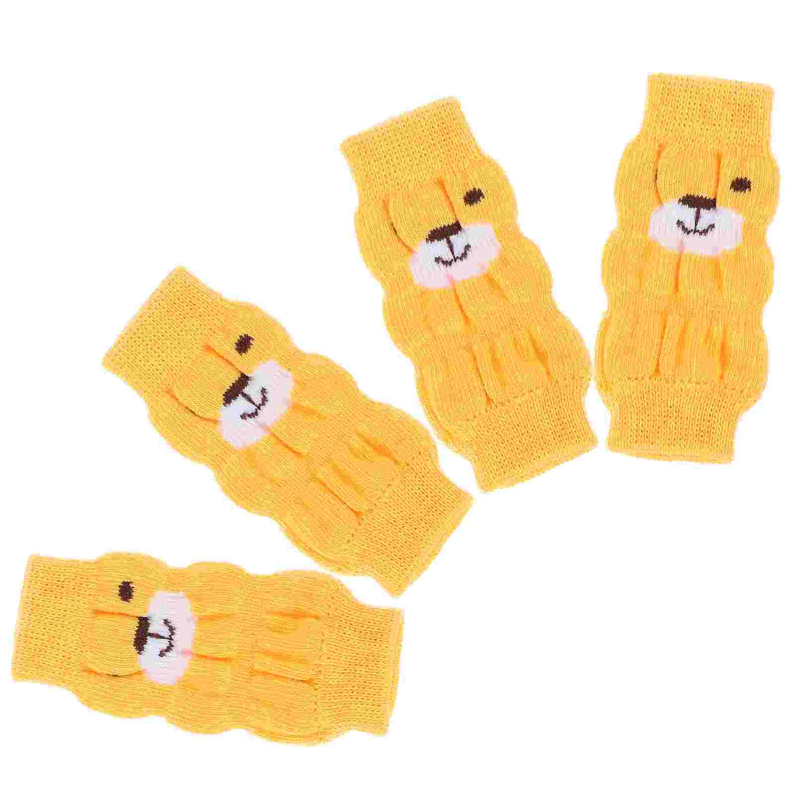 4 Pcs Puppy Pet Socks Dog Leggings Anti-scratch Knee Protectors Warmer Sleeves Yellow