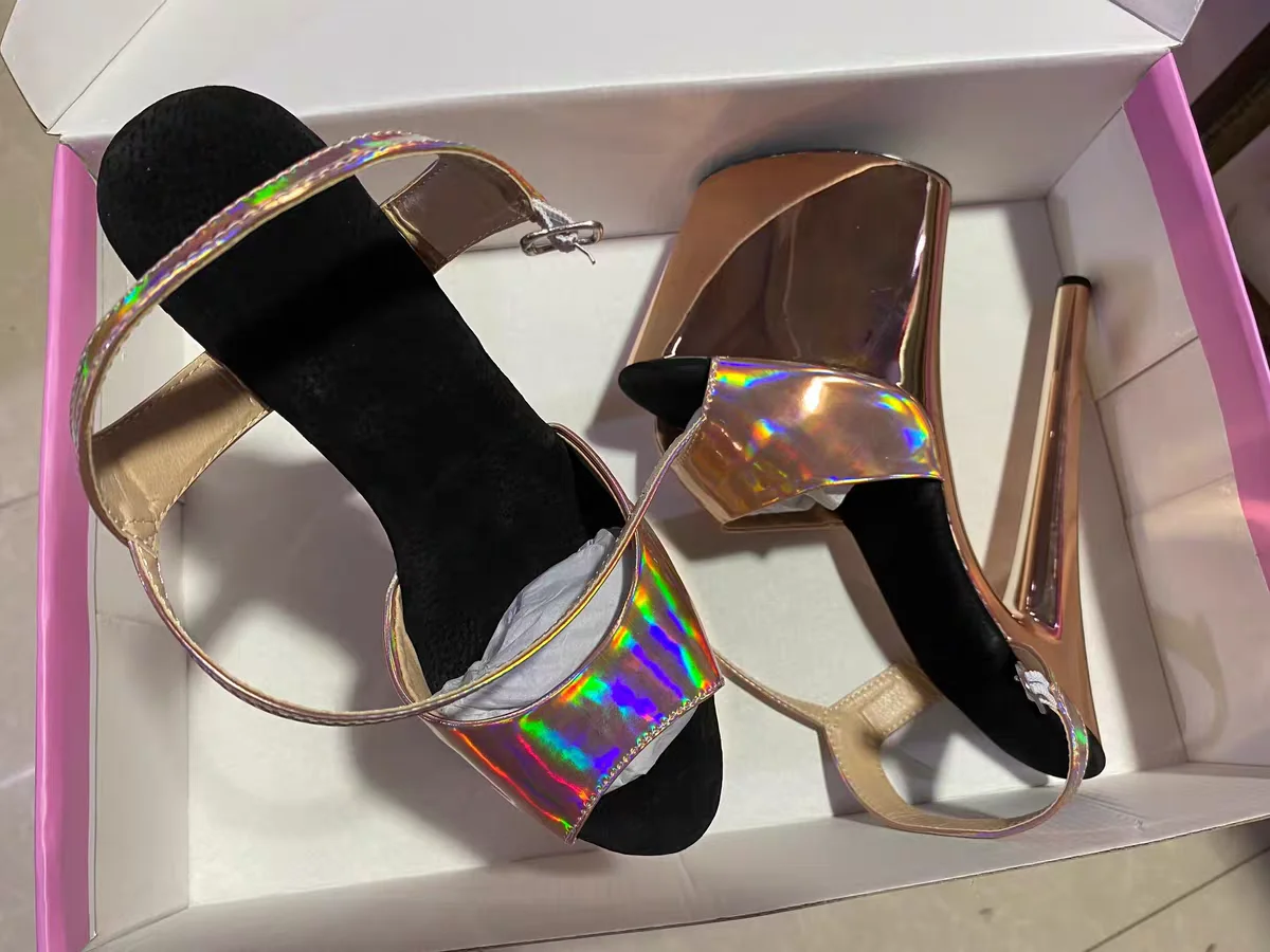 Sexy Fetish 7 inches high heel Stripper platform 20cm sandals  Exotic pole Dance shoes womens Big Size 12 gladiator party show