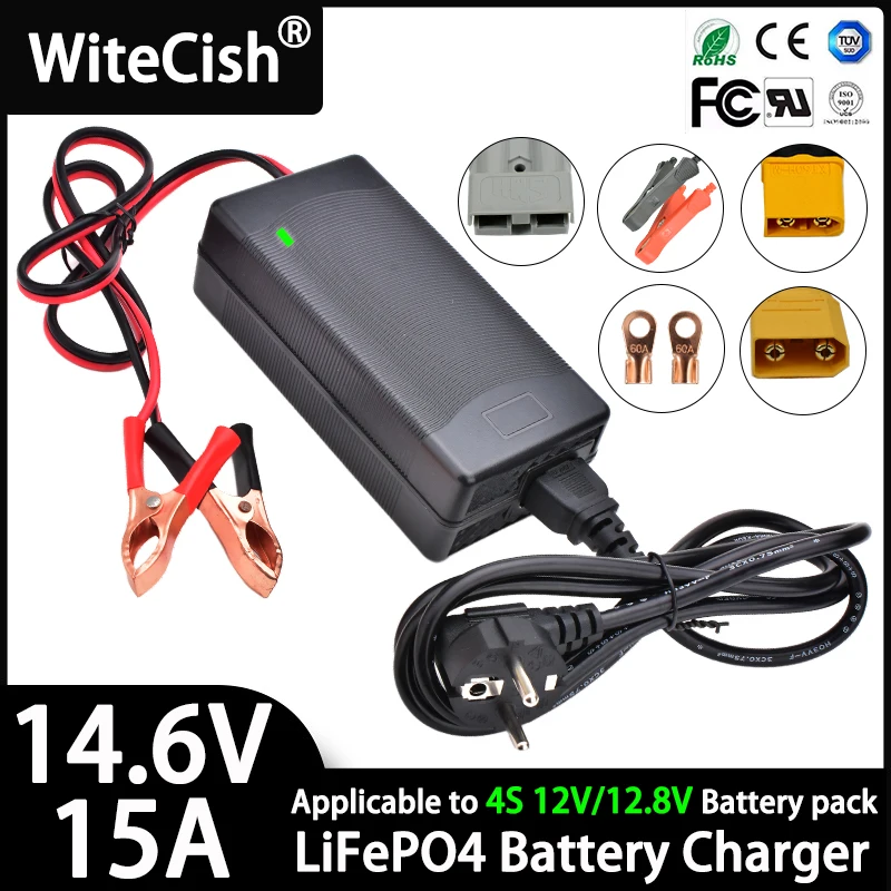 SJT 14.6V 15A 20A 40A Smart Lifepo4 Battery Charger FOR 4S 12V 12.8V 15A 20A 40A LFP Battery Pack Charger Fast heat dissipation