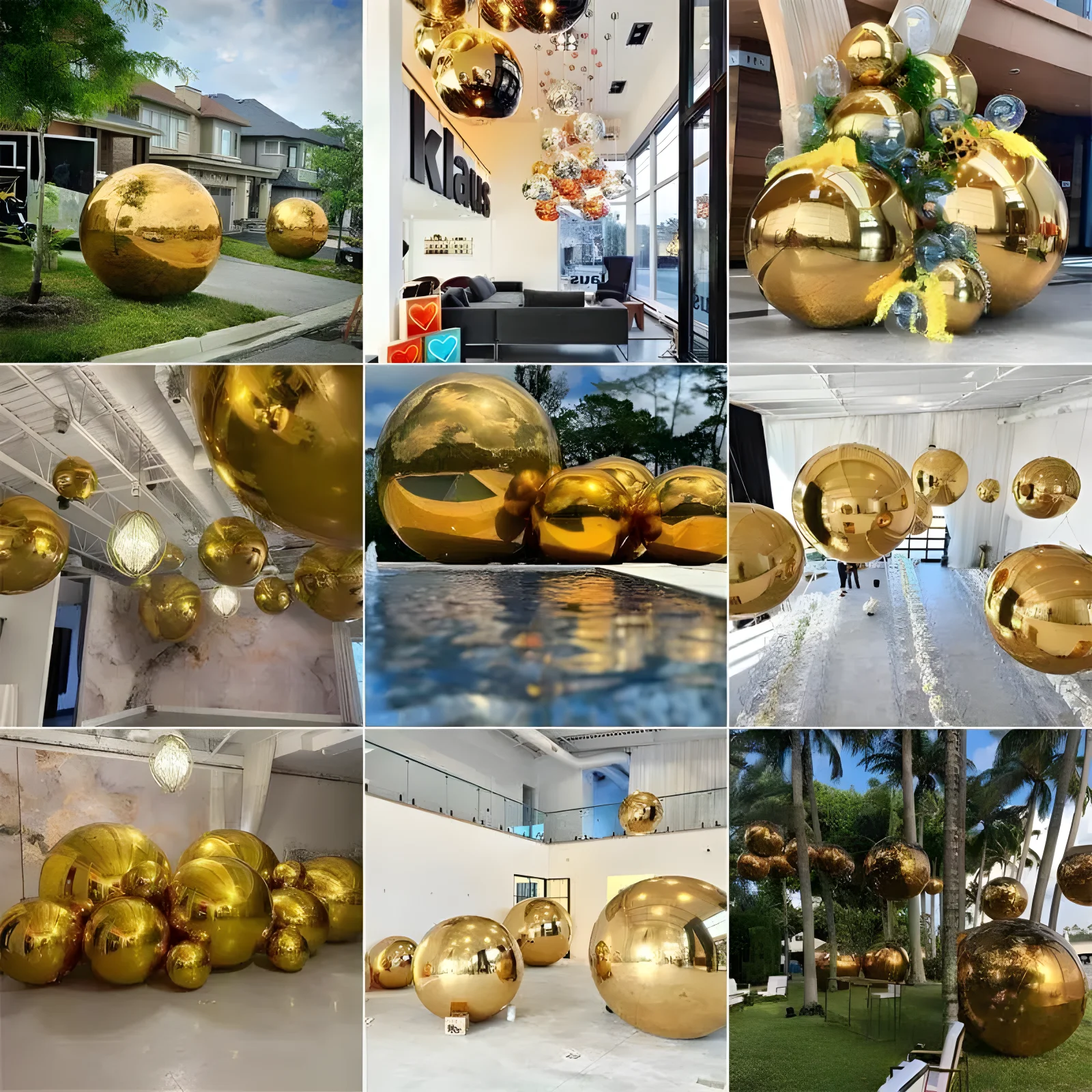 6pcs/Set Inflatable Mirror Balls Large Metallic Balls Outdoor Giant Hanging Mirror Balloons For Party Wedding Event Decor