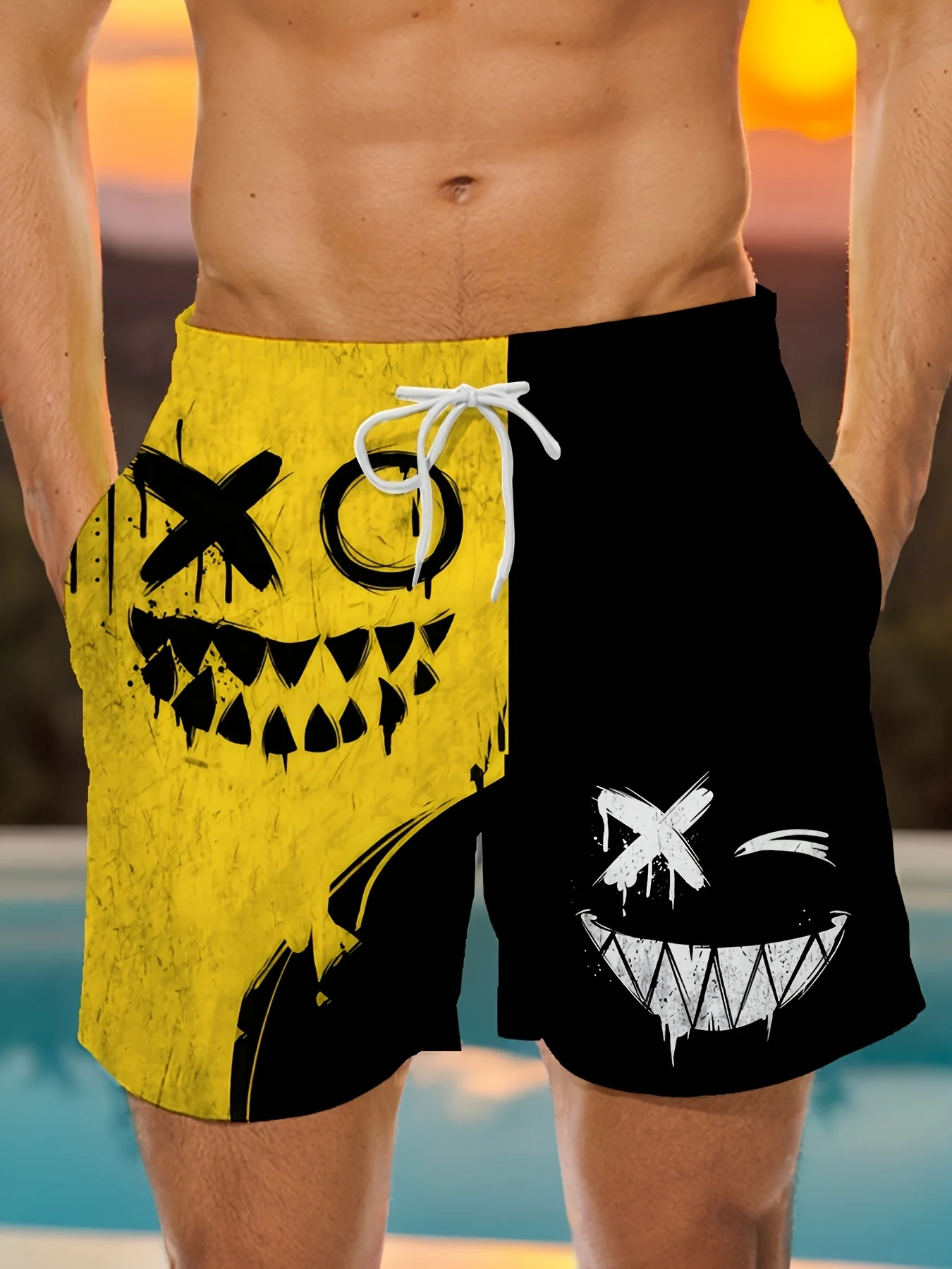 

2025 Summer New 3D Printed Street Fashion Shorts Breathable Sports Speed Drying Casual Thin Shorts Men's Clothing Motorcycle