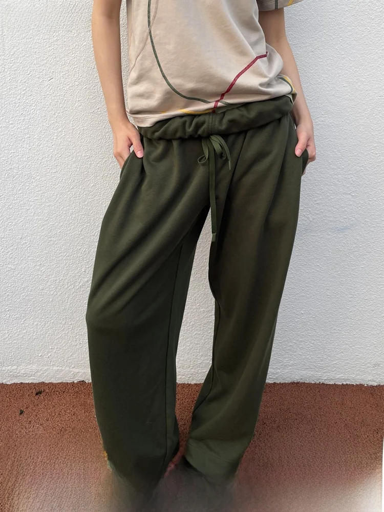 Adjustable Waist Banana Sweatpants with Pleated  CryingCenter Youth Casual Pants Straight Leg Long Trousers for Autumn
