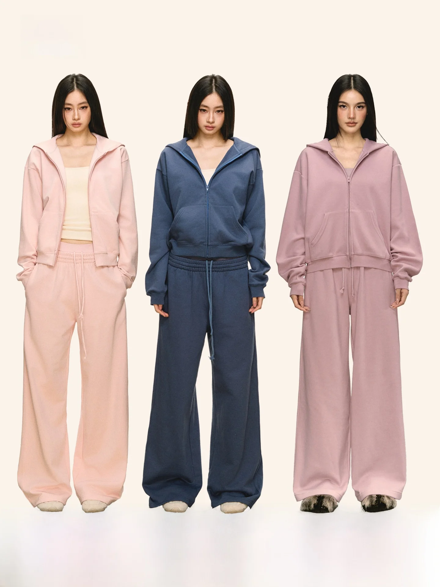 

Anna Aneae00, хлопковый комплект спортивной одежды, женская весенне-осенняя толстовка на молнии, дэт, повседневные брюки, комплект из двух предметов, моющийся свободный крой