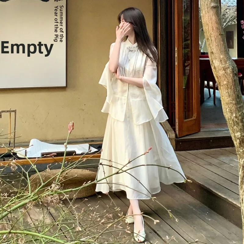 

Ретро-костюм в китайском стиле: новый ближневосточный комплект, улучшенный дизайн, жилет на пуговицах, популярный в этом году комплект из двух предметов