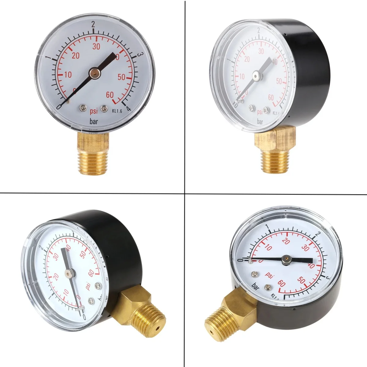 

1/4" NPT Thread 0~4bar/60psi 50mm Dial Manometer Pool Filter Water Pressure Gauge Hydraulic Measuring Meter