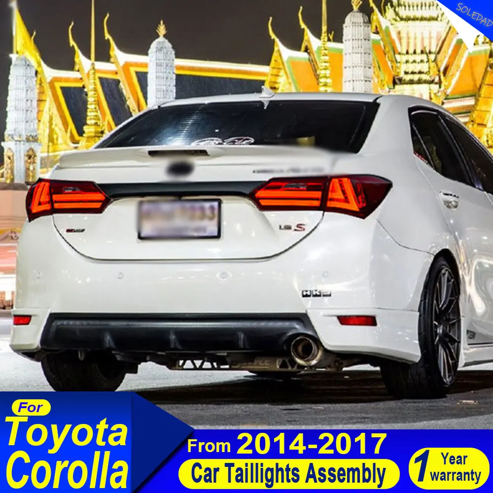 Car Accessories for Toyota Corolla Taillights 2014 2015 2016 2017 Corolla Tail Lamp Altis Tail Lights Rear DRL Plug and play