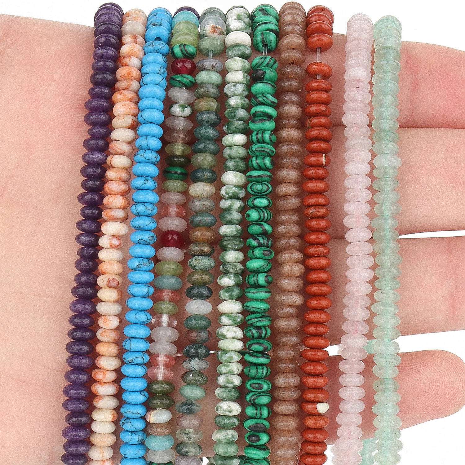 

2x5mm Natural Rondelle Stone Beads India Agates Quartz Malachite Abacus Loose Beads for Jewelry DIY Bracelets Making Accessories