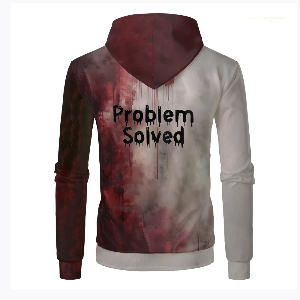 I'M Fine Bloody Mens Hoodies Problem Solved Blood Funny Weird Hoodied Sweatshirt Halloween Casual Horror Retro Pullover Clothes