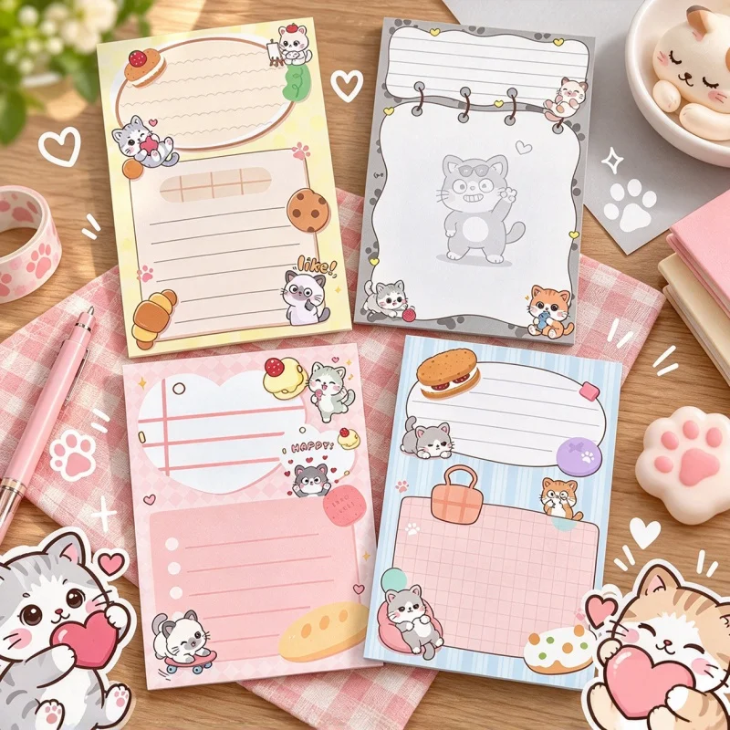 24pcs/lot Kawaii Cat Memo Pad Cute N Times Stationery Label Notepad Bookmark Post School Supplies
