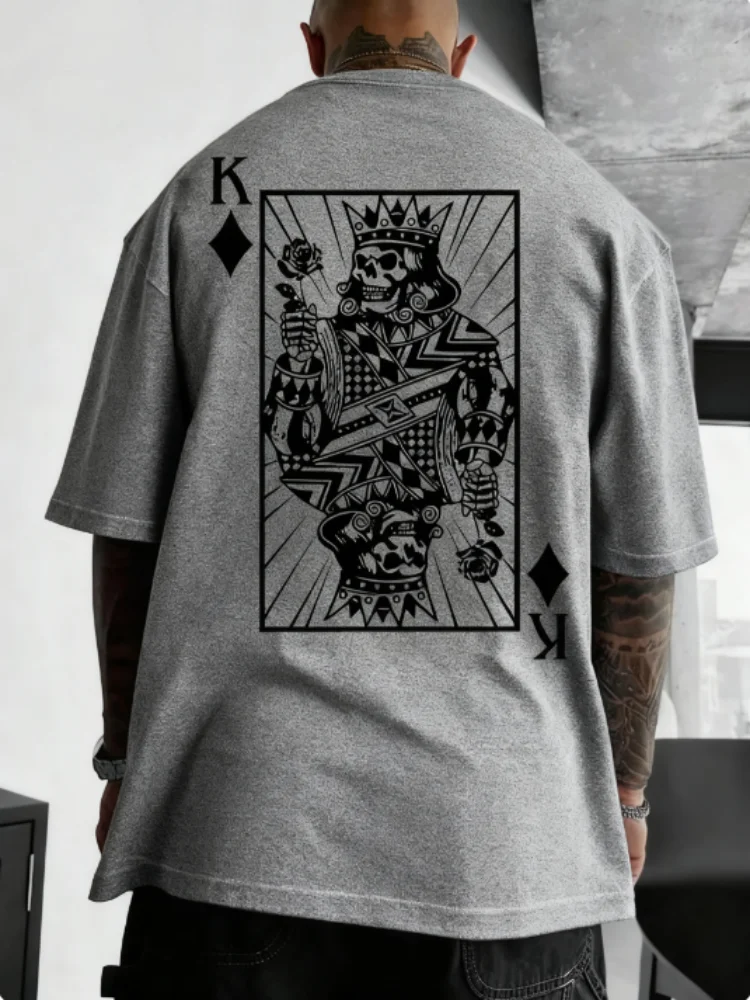 ポーカー-スカル-キング-プリント-tシャツ-メンズ-ファッション-オーバーサイズ-半袖シャツ-ユニークなグラフィック-デザイン-トップ-ストリート-スタイル-ファン向け