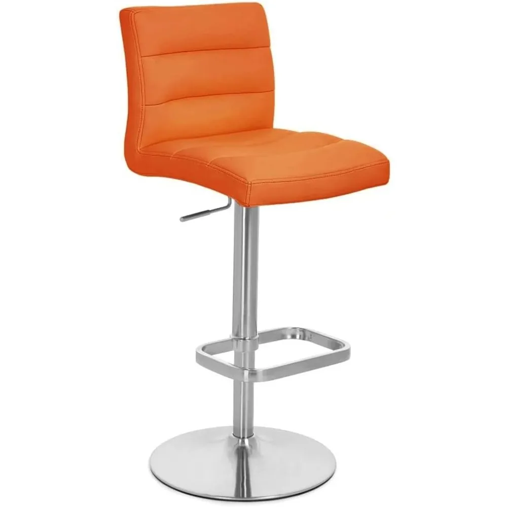 

Zuri Furniture Lush Adjustable Height Orange Swivel Armless Bar Stool with Brushed Steel Base
