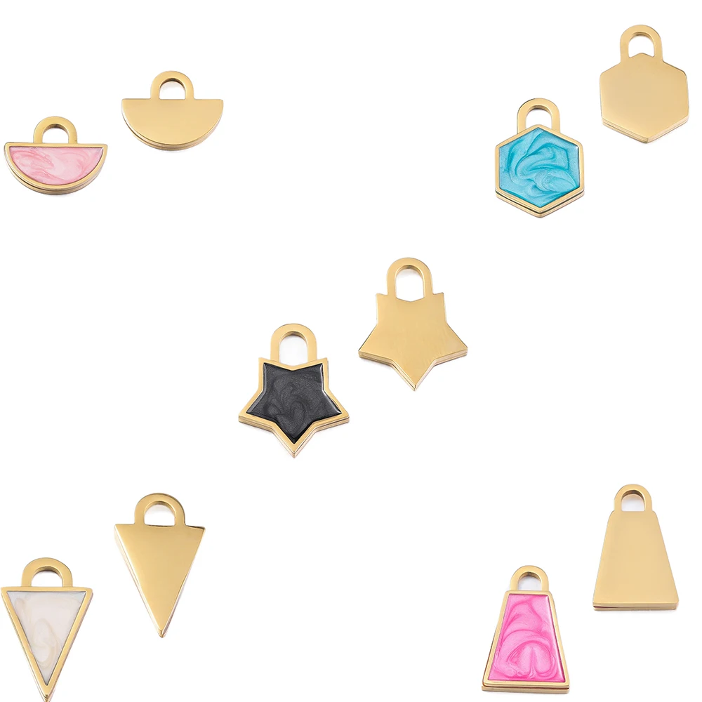 

2Pcs/Lot Stainless Steel Geometric Pattern Shape Charms Pendants for DIY Women Earring Necklace Jewelry Making Accessories