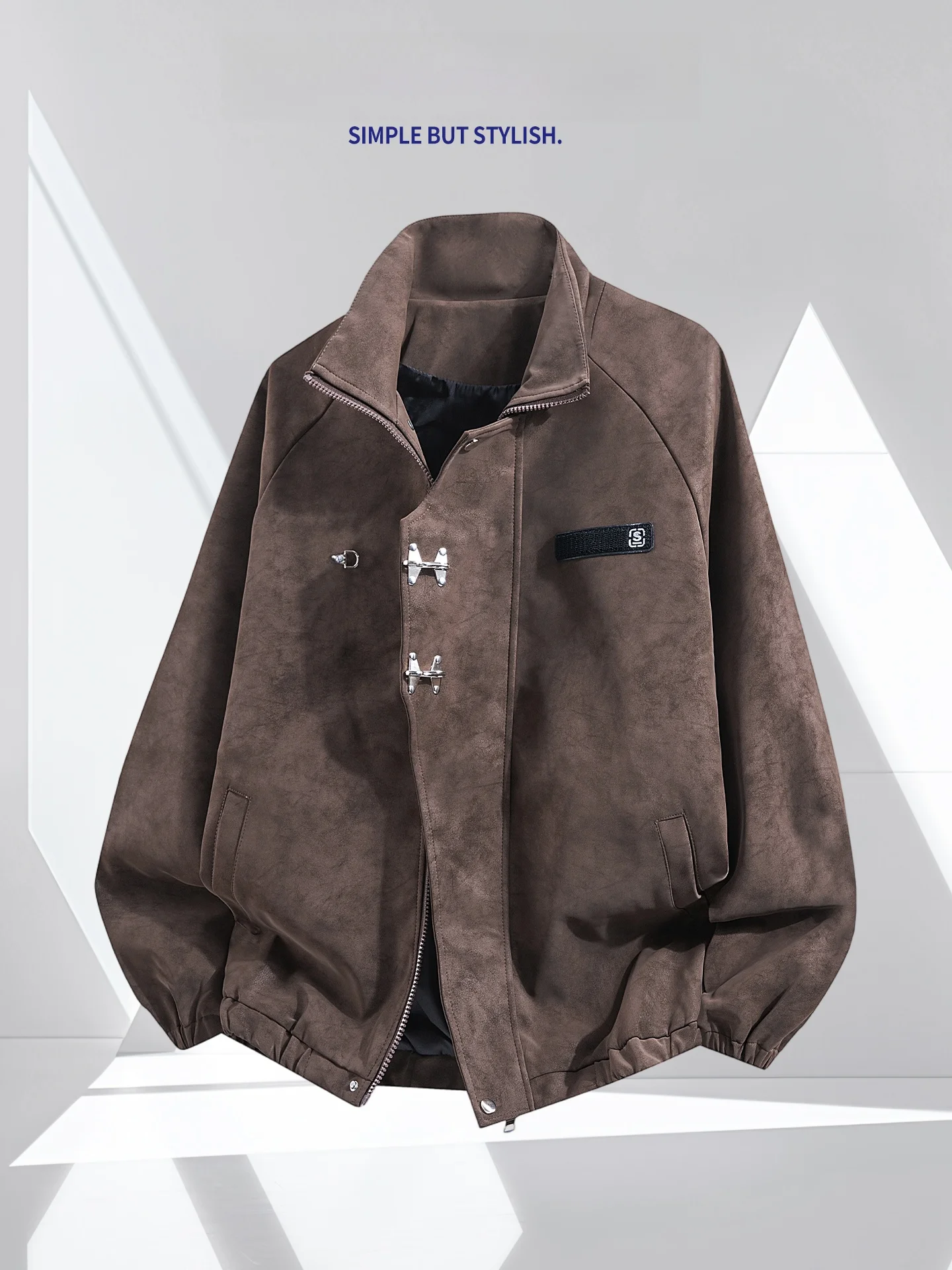 

Wassup Glory Retro Chinese Sle Men's Leather Jaet Spring Autumn Deconstructed Motorcycle Jaet Trendy Zipper Casual Coat